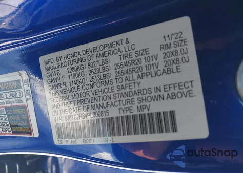 2023 Acura Rdx A-Spec Advance Package z USA, uszkodzony, nr VIN 5J8TC2H84PL000815